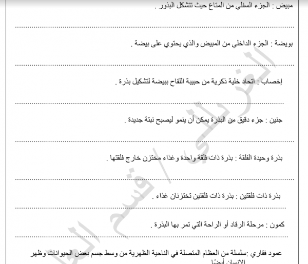 ملخص مصطلحات مادة العلوم للصف الخامس 