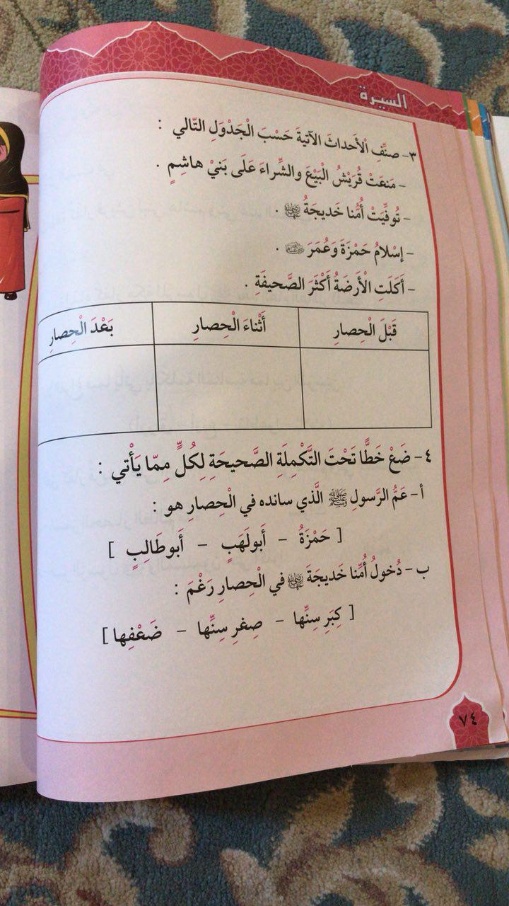 حل كتاب التربية الاسلامية للصف الثالث الفصل الثاني صفحة 74 
