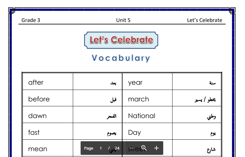 مذكرة لغة انجليزية الصف الثالث اعداد خالد سليم