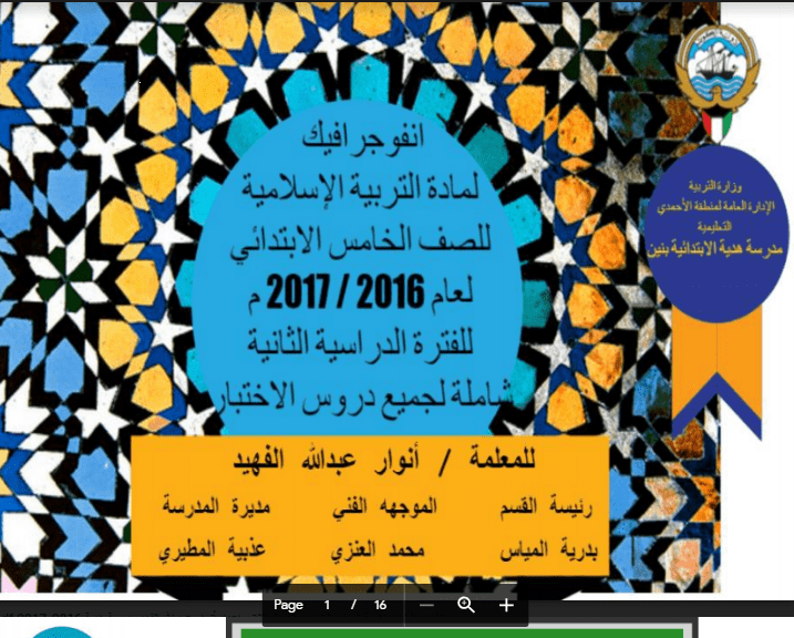انفوجرافيك اسلامية الصف الخامس الفصل الثاني اعداد أنوار عبد الله الفهد مدرسة هدية 2016-2017