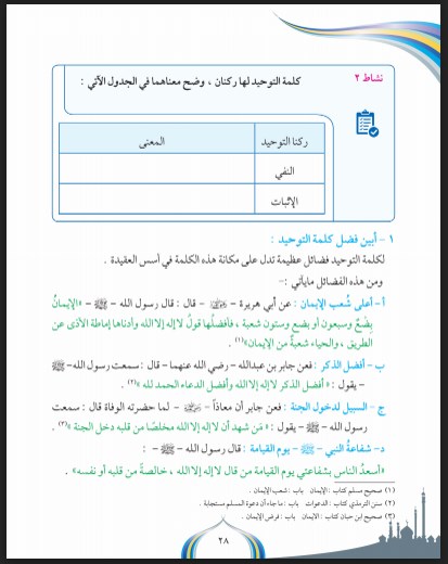 كتاب التربية الاسلامية الصف السادس الفصل الاول