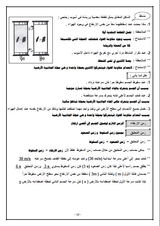 دفتر متابعة محلول فيزياء الصف العاشر الفصل الاول اعداد يوسف بدر عزمي