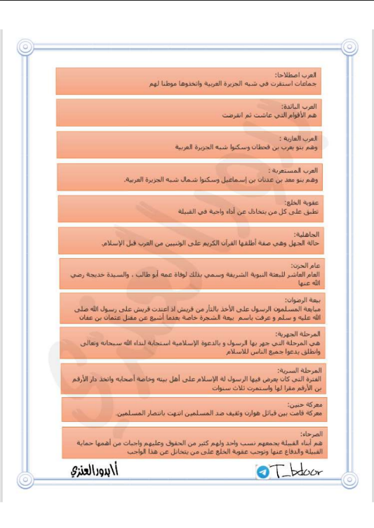 مفاهيم التاريخ الاسلامية للصف الحادي عشر الفصل الاول المعلمة بدور العنزي