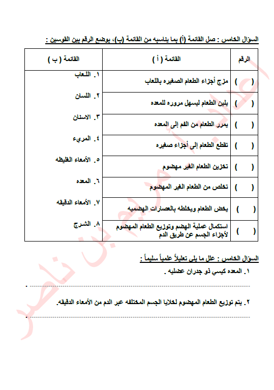 مذكرة الوحدة الثالثة علوم الصف الخامس الفصل الأول إعداد مريم بن ناصر