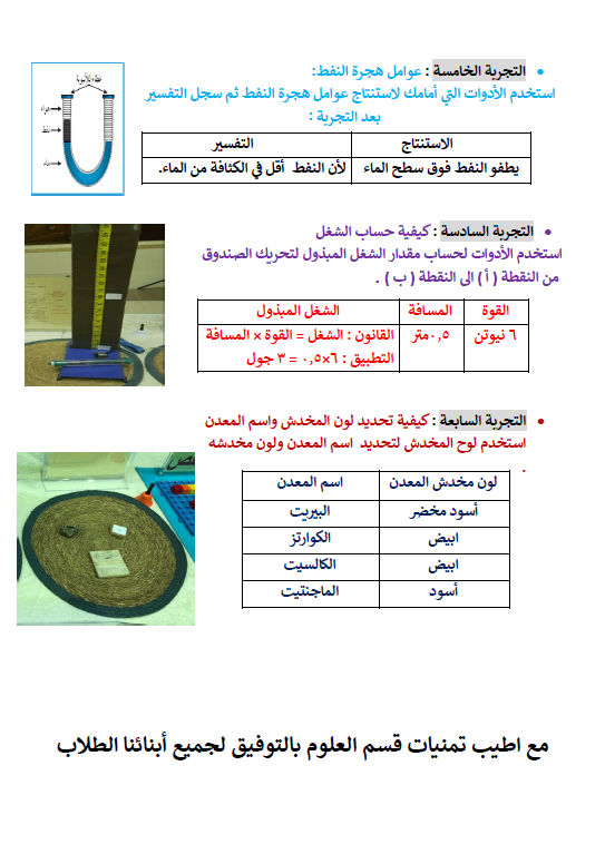 التجارب العملية علوم الصف التاسع الفصل الأول مدرسة إبراهيم مهنا المهنا