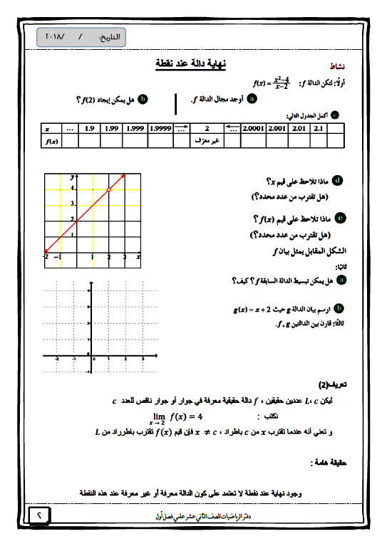 دفتر متابعة رياضيات الصف الثاني عشر الفصل الأول