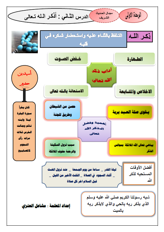 مراجعة اسلامية الصف الخامس الوحدة الأولى والثانية الفصل الأول