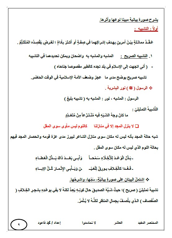 درس لا تحادسوا لغة عربية الصف العاشر الفصل الثاني الأستاذ محمد قاعود