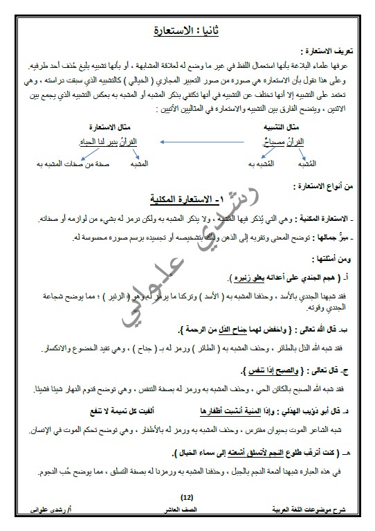 البلاغة التراكمية لغة عربية الصف العاشر الفصل الثاني الأستاذ رشدي علواني