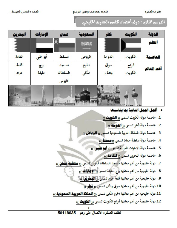 مذكرة الصفوة اجتماعيات الوحدة الرابعة الصف الخامس الفصل الثاني