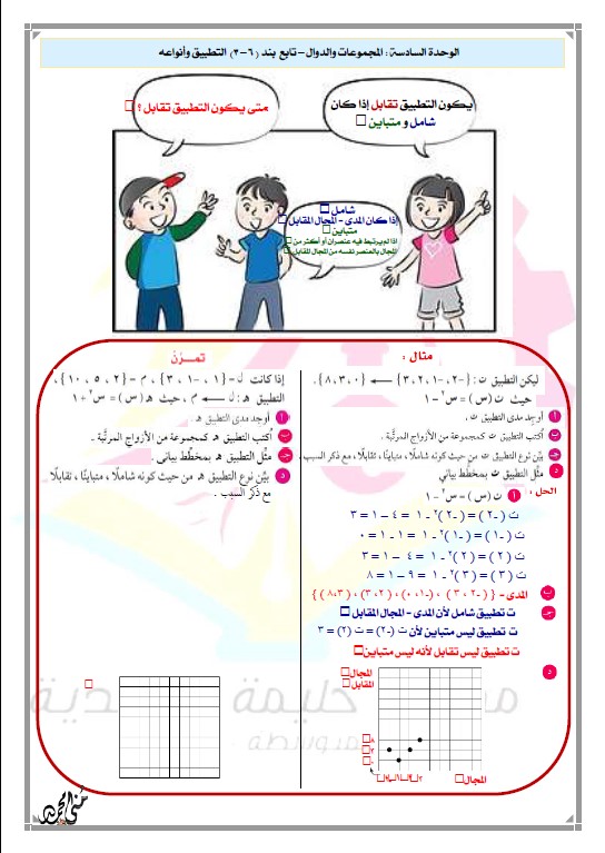 أسئلة تقويمية رياضيات الوحدة السادسة الصف التاسع الفصل الثاني منى محمد