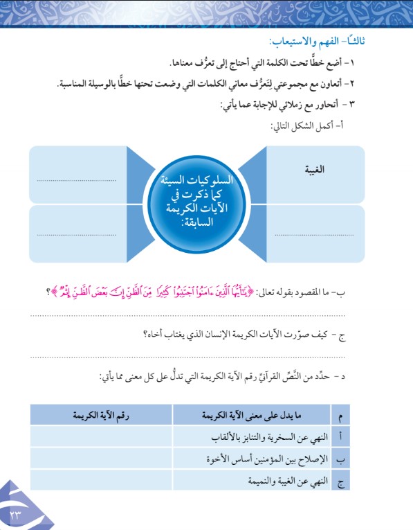 كتاب اللغة العربية الصف التاسع الفصل الثاني