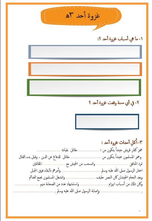 مذكرة تربية إسلامية الصف الخامس الوحدة الثالثة الفصل الثاني نورة العجمي