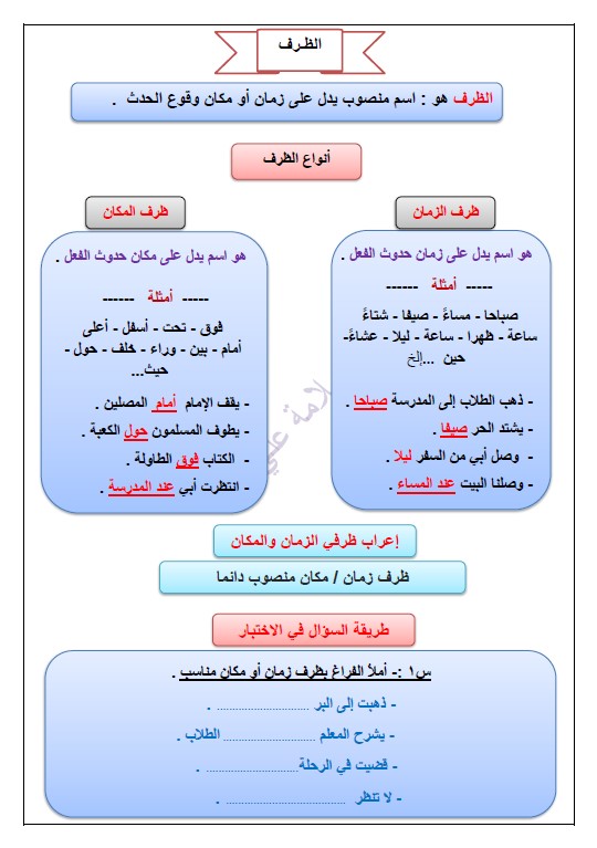 16يسمى كل من ظرف الزمان والمكان