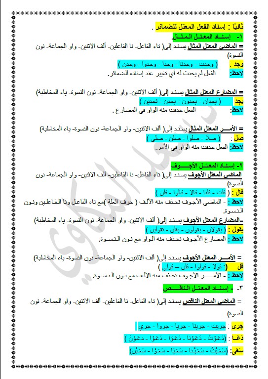 إسناد الأفعال لغة عربية الصف العاشر الفصل الثاني الأستاذ سعد المكاوي