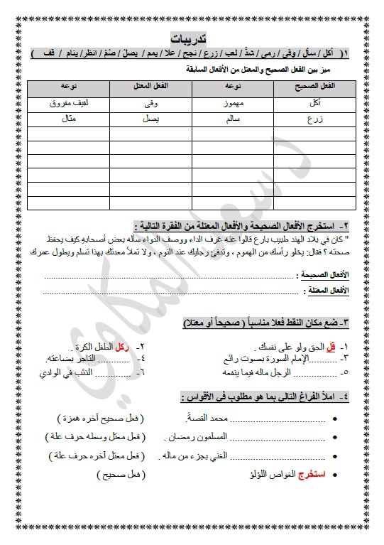 الأفعال الصحيحة والمعتلة لغة عربية الصف العاشر الفصل الثاني الأستاذ سعد المكاوي