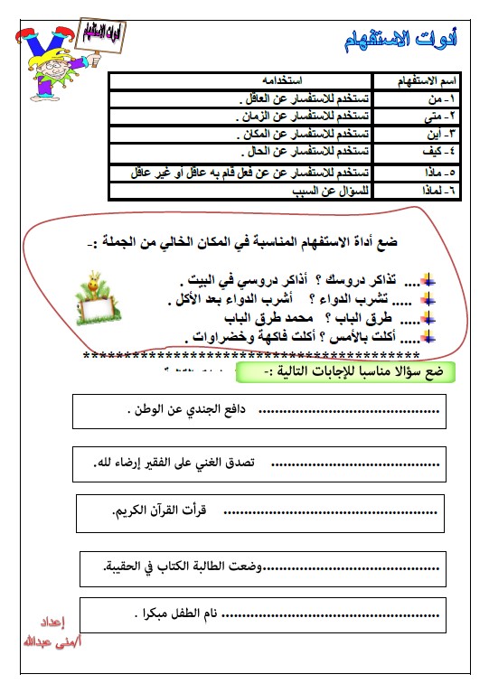 مذكرة مهارات لغة عربية الصف الثاني الفصل الثاني المعلمة منى عبدالله عبدالسلام